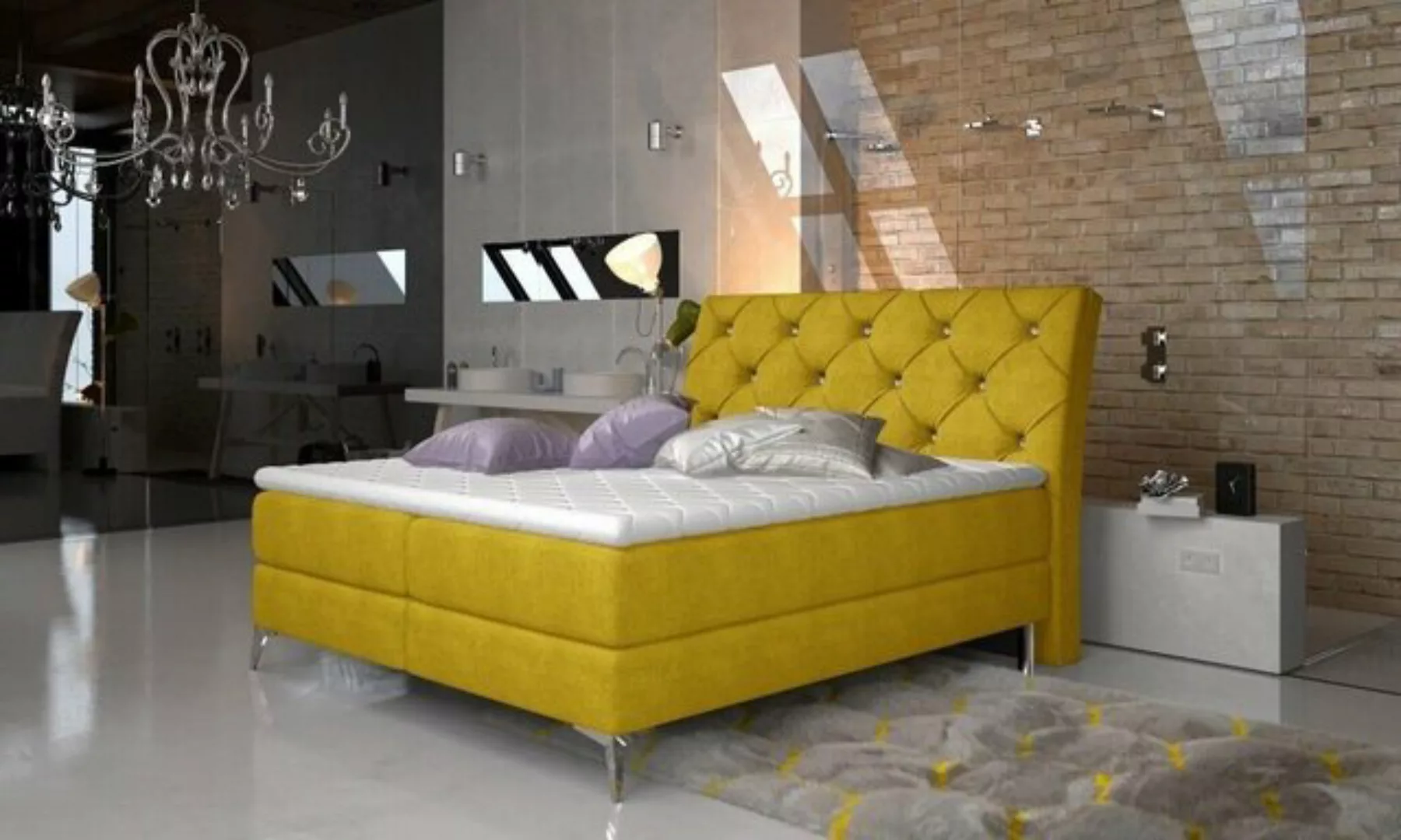 JVmoebel Bett, Designer Bett Schlafzimmer Betten Textil Hotel Polster Chest günstig online kaufen
