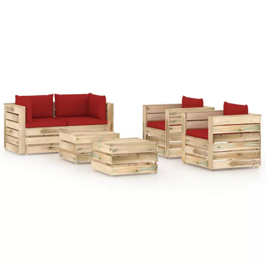 6-tlg. Garten-lounge-set Mit Kissen Grün Imprägniertes Holz günstig online kaufen