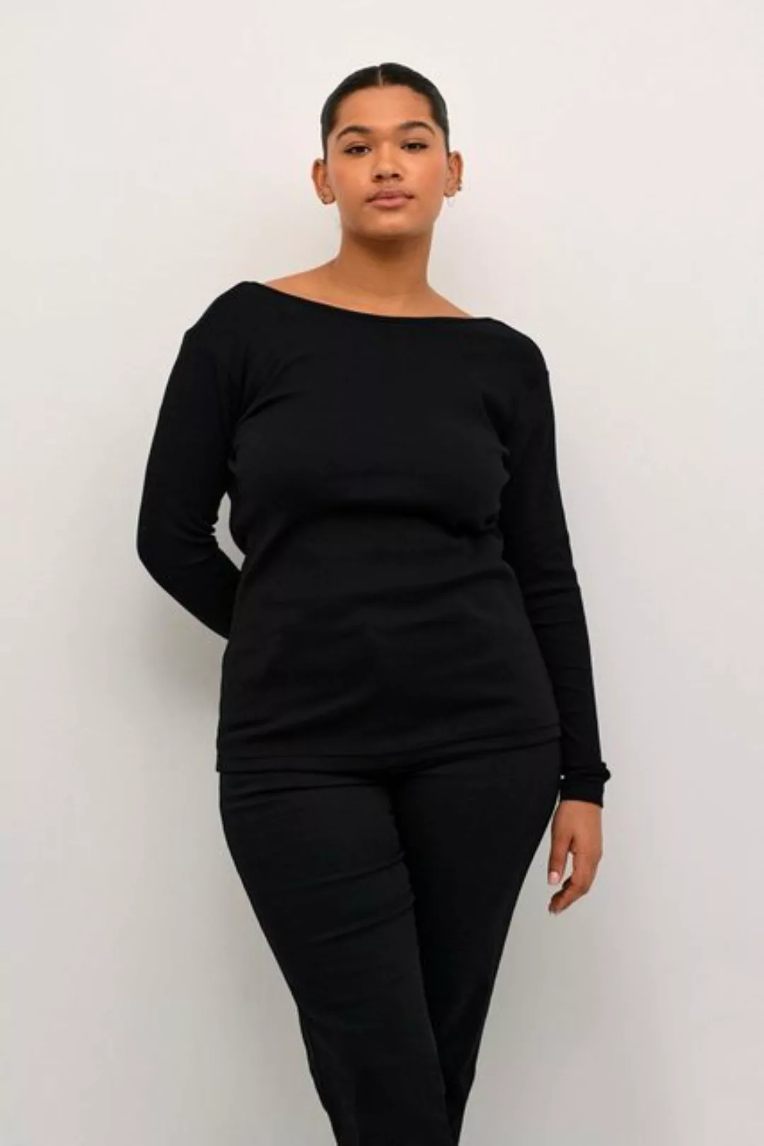 KAFFE Curve Langarmbluse KCcarina Oliva T-Shirt Große Größen günstig online kaufen