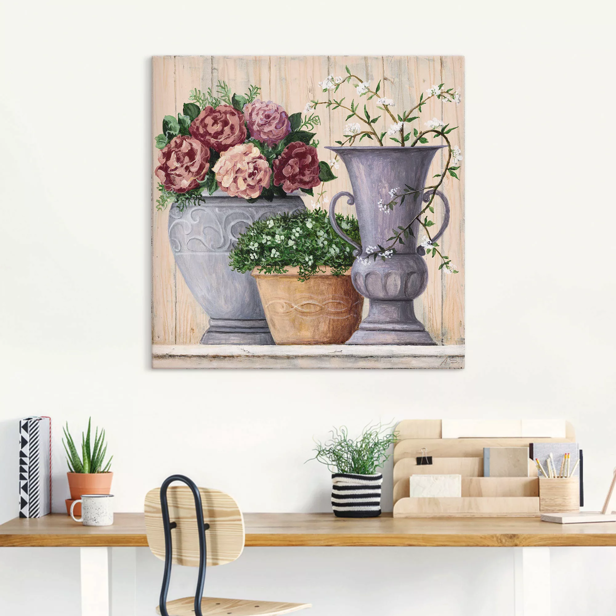 Artland Wandbild »Antike Blumen_hell«, Vasen & Töpfe, (1 St.), als Alubild, günstig online kaufen