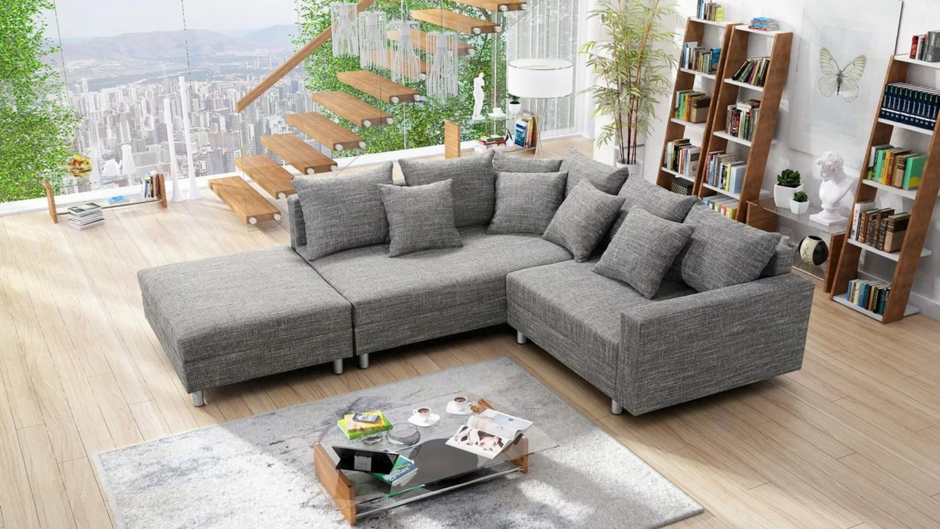 Küchen-Preisbombe Sofa Wohnlandschaft Couch Ecksofa Eckcouch Gewebestoff he günstig online kaufen