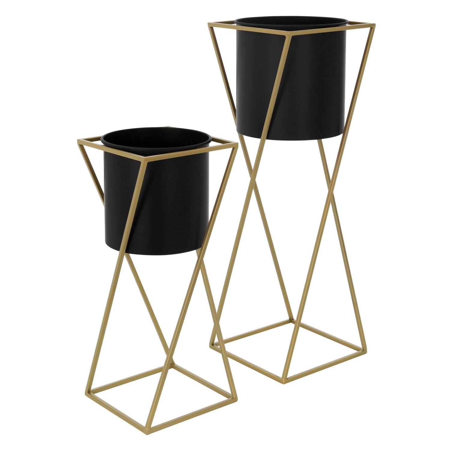 ML-Design Blumenständer 2Er Set Schwarz-Gold 21x21x51 cm 24x24x70,5 cm aus günstig online kaufen