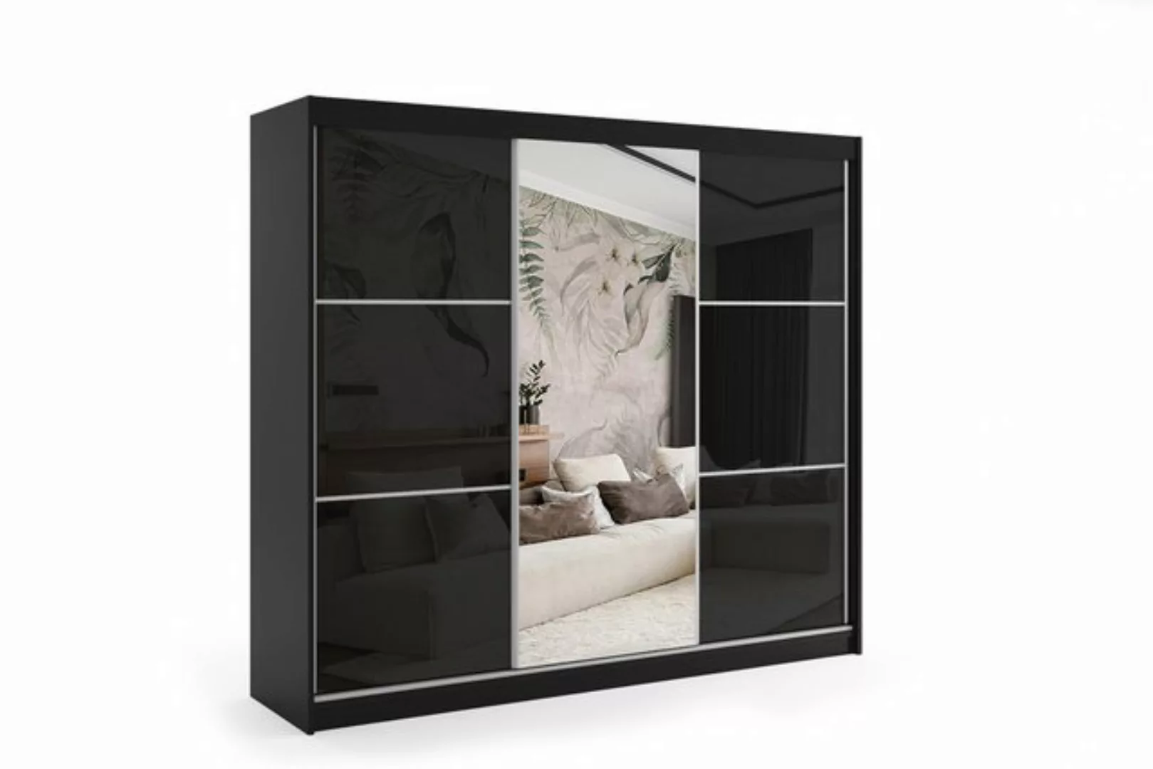 ALTDECOR Schiebetürenschrank VIVI (Kleiderschrank Aluminium-Leisten, Spiege günstig online kaufen