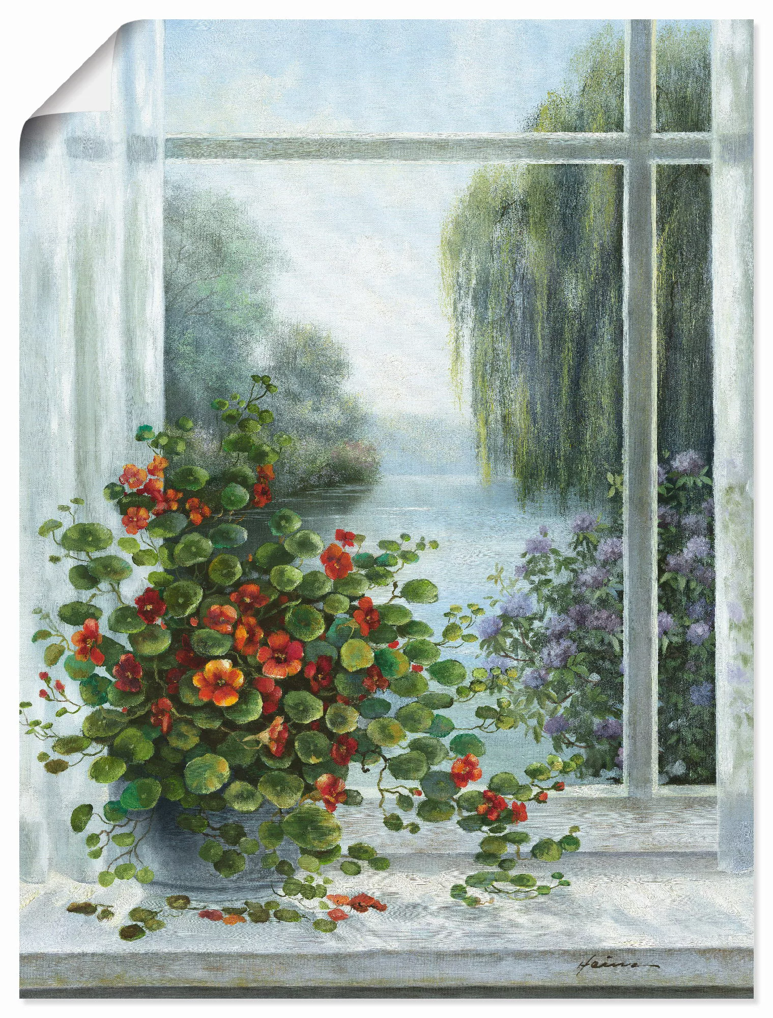 Artland Wandbild »Kapuzinerkresse am Fenster«, Arrangements, (1 St.), als L günstig online kaufen