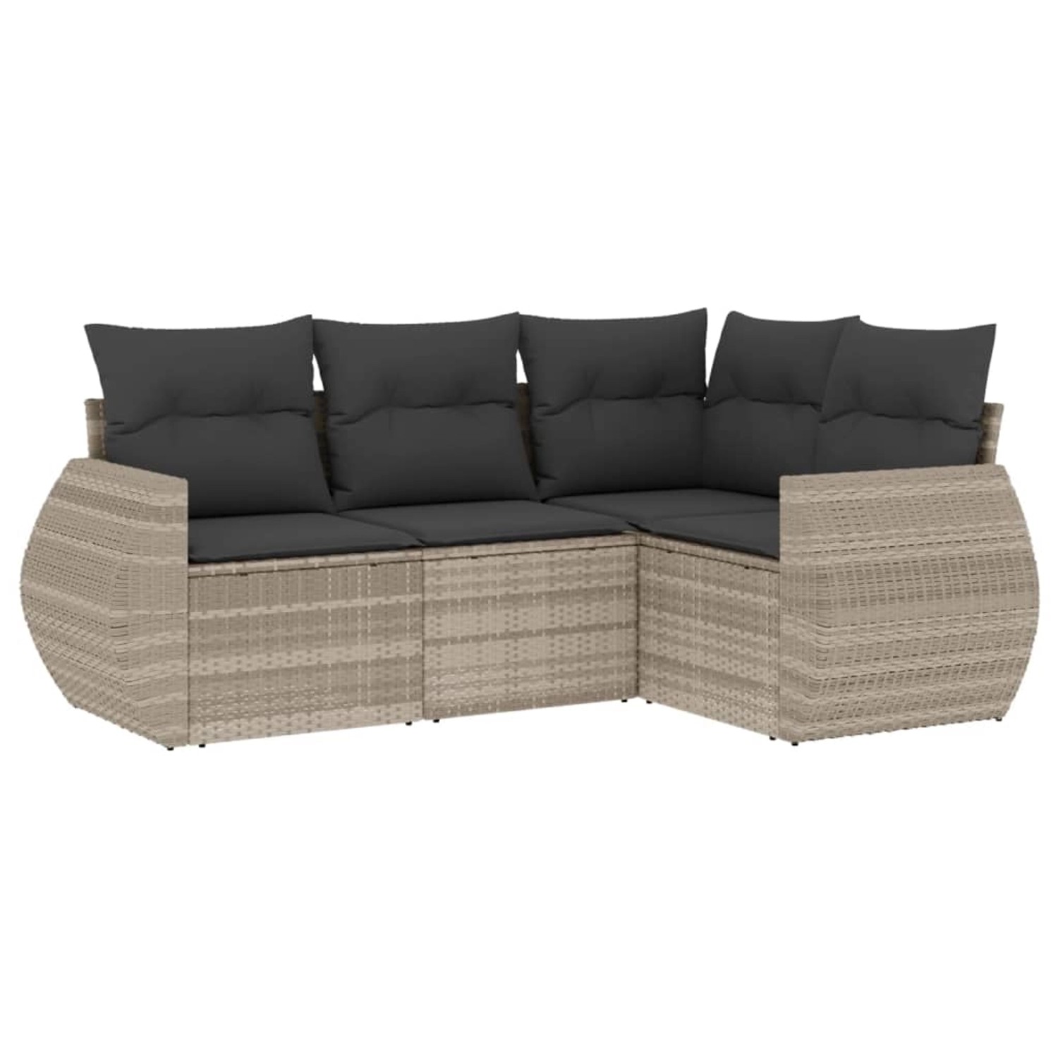vidaXL 4-Tlg Garten-Sofagarnitur mit Kissen Hellgrau Poly Rattan 3253649 günstig online kaufen