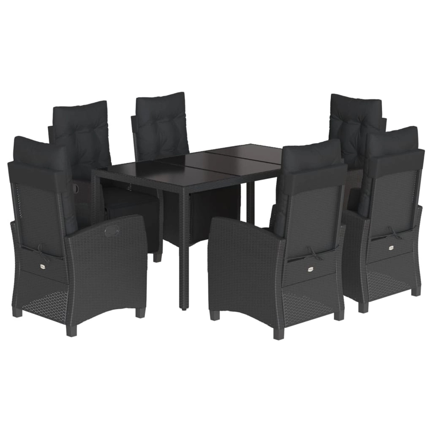 vidaXL 7-Tlg Garten-Essgruppe mit Kissen Schwarz Poly Rattan 3212891 günstig online kaufen