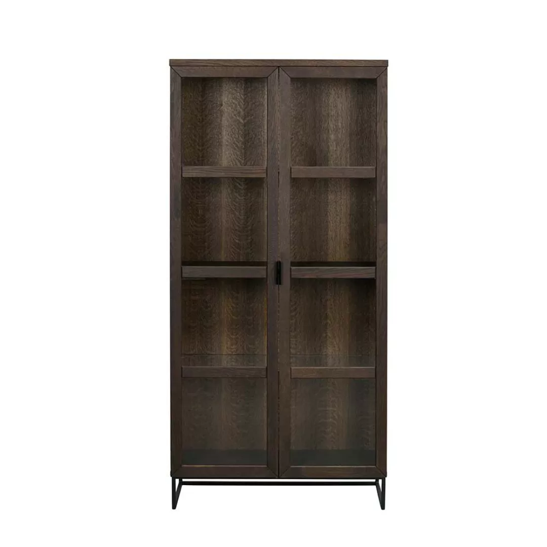 Vitrine Standvitrine mit Glastüren in Holz Braun günstig online kaufen