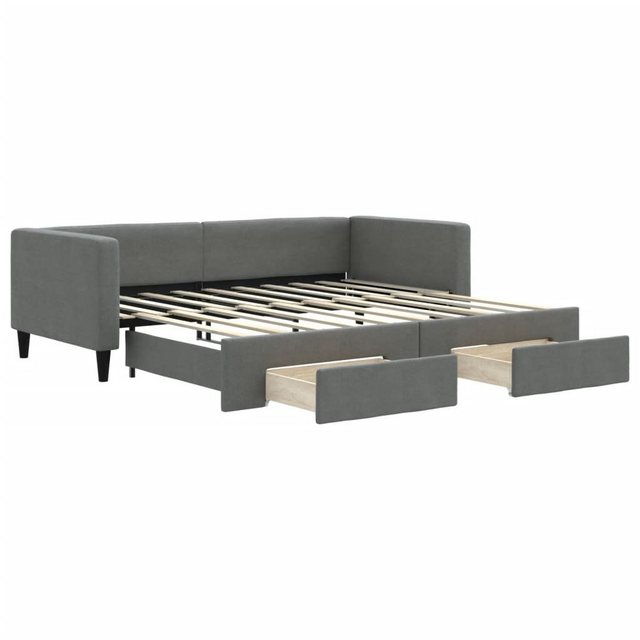 vidaXL Bett Tagesbett Ausziehbar mit Schubladen Dunkelgrau 90x190 cm Stoff günstig online kaufen