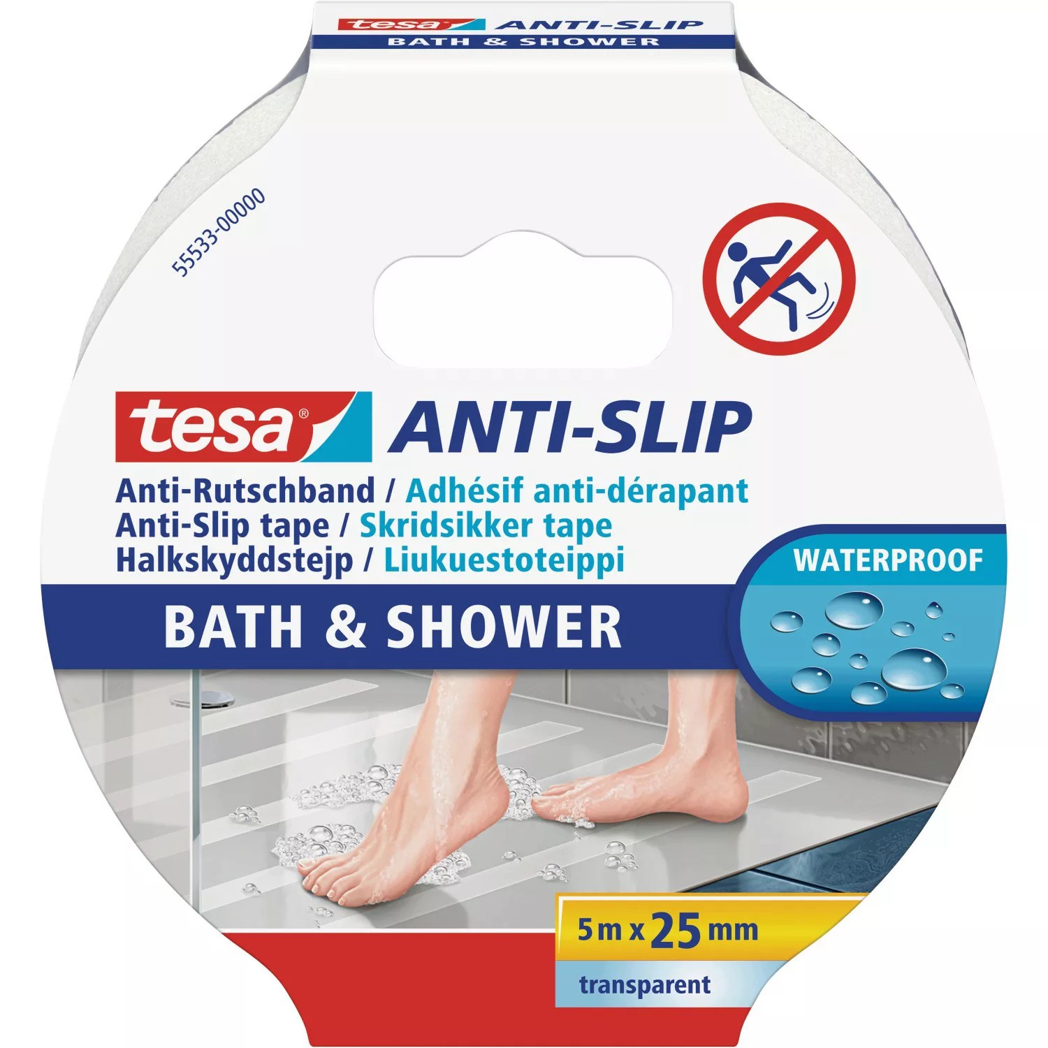 Tesa Anti-Rutschband Bad und Dusche Transparent 5 m x 25 mm günstig online kaufen