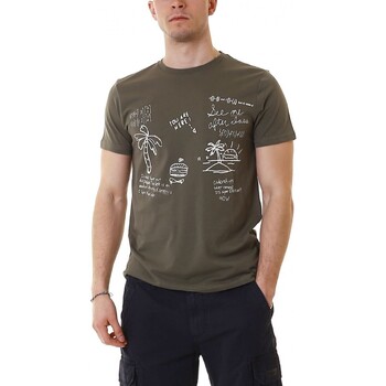 40weft  T-Shirts & Poloshirts Perrys T-Shirt mit olivgrnem Aufdruck günstig online kaufen