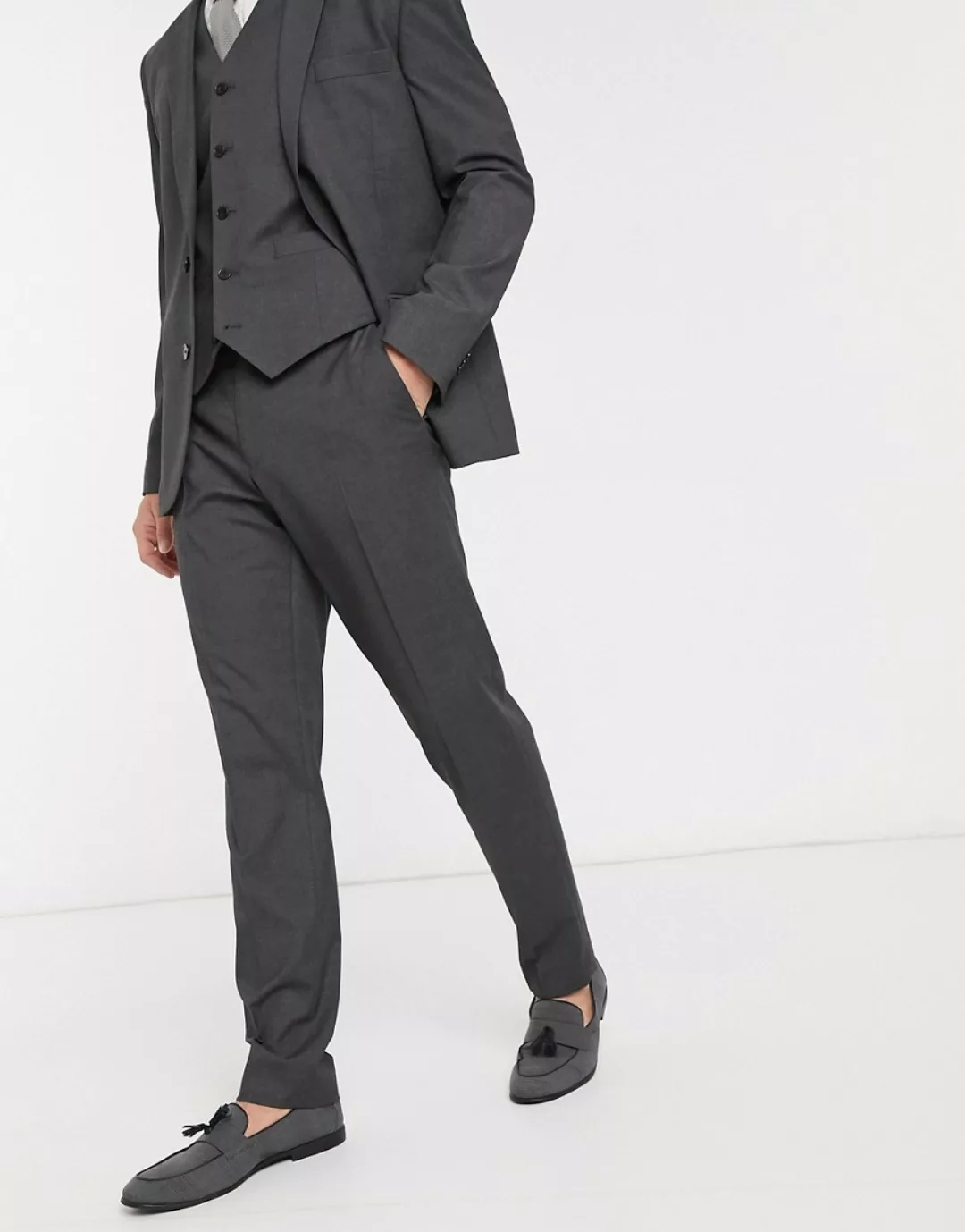 ASOS DESIGN – Schmal geschnittene Anzughose in Anthrazit-Grau günstig online kaufen