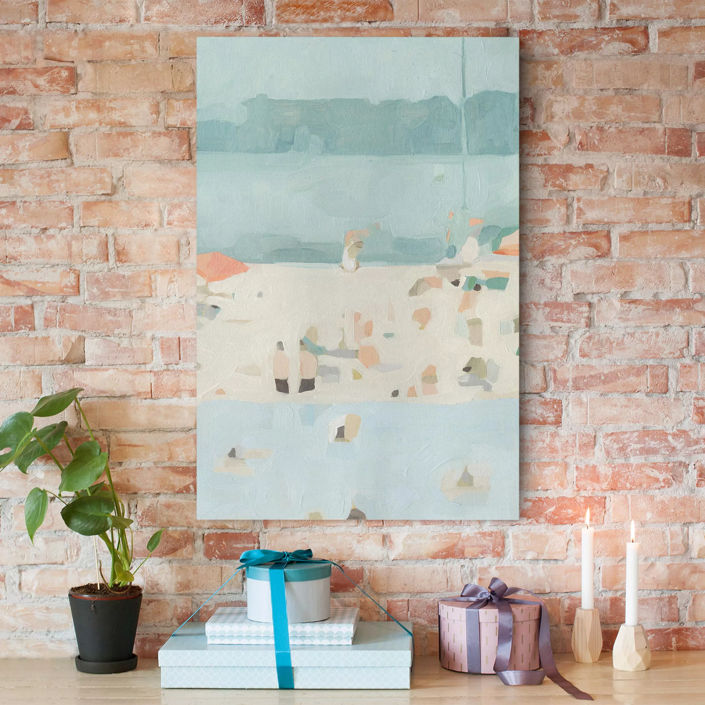 Leinwandbild Strand - Hochformat Sandbank im Meer II günstig online kaufen