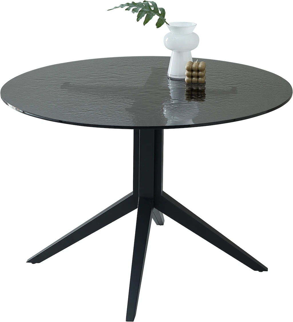 Stolkom Esstisch "Leano Glastisch rund schwarz, Esszimmertisch BxH 110x76 c günstig online kaufen