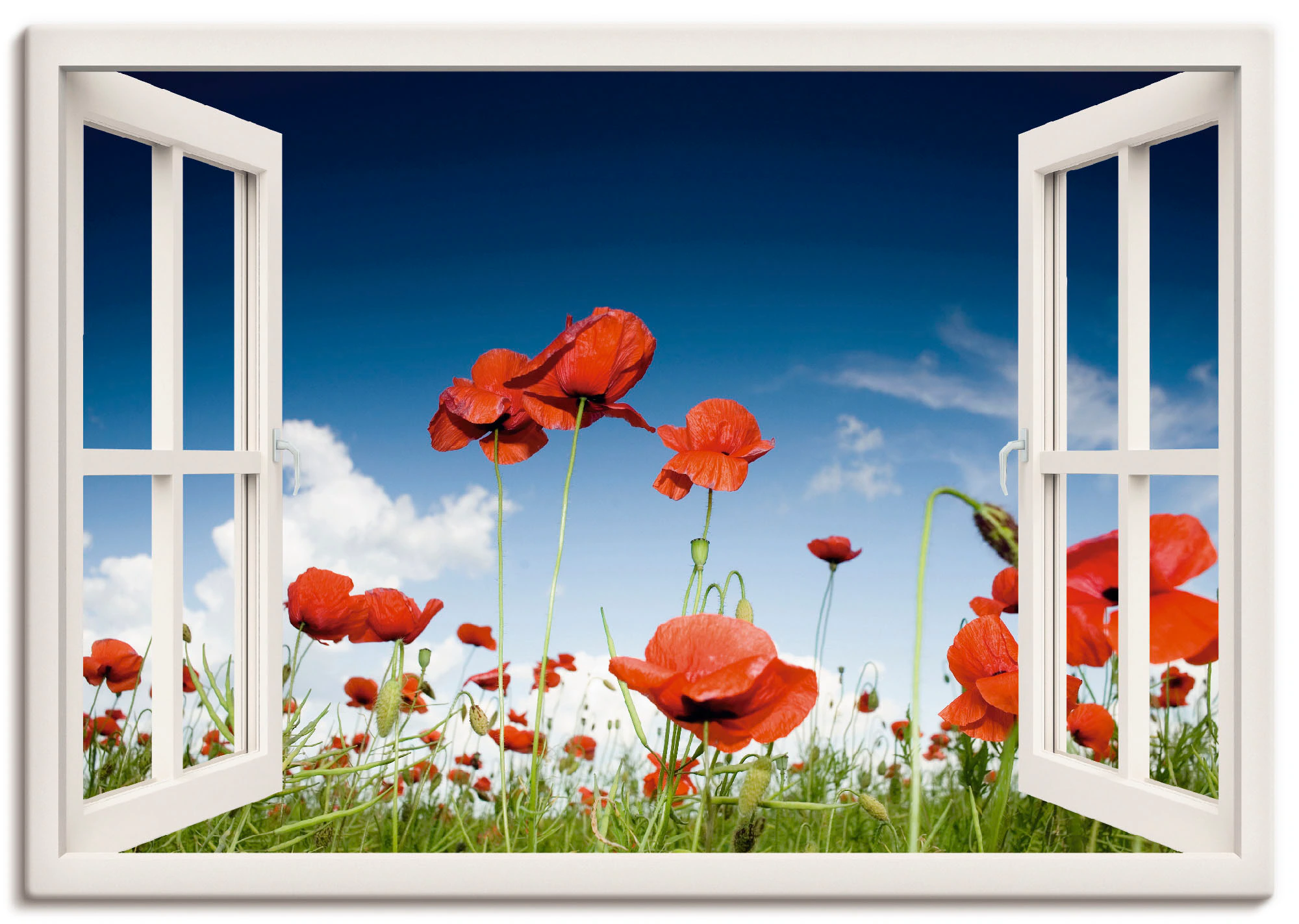 Artland Wandbild »Fensterblick Feld mit Mohnblumen«, Fensterblick, (1 St.), günstig online kaufen