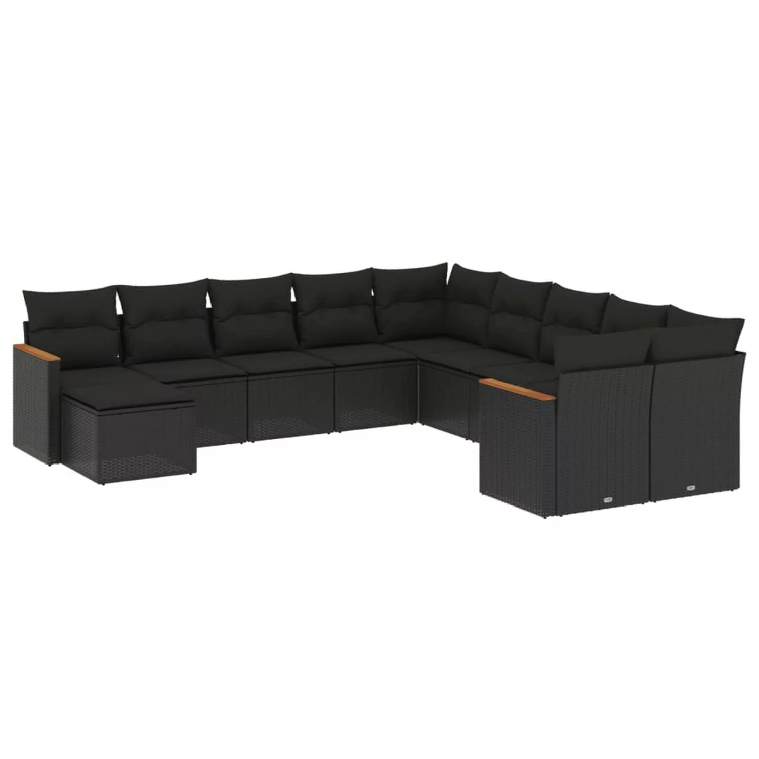 vidaXL 11-tlg Garten-Sofagarnitur mit Kissen Schwarz Poly Rattan Modell 65 günstig online kaufen