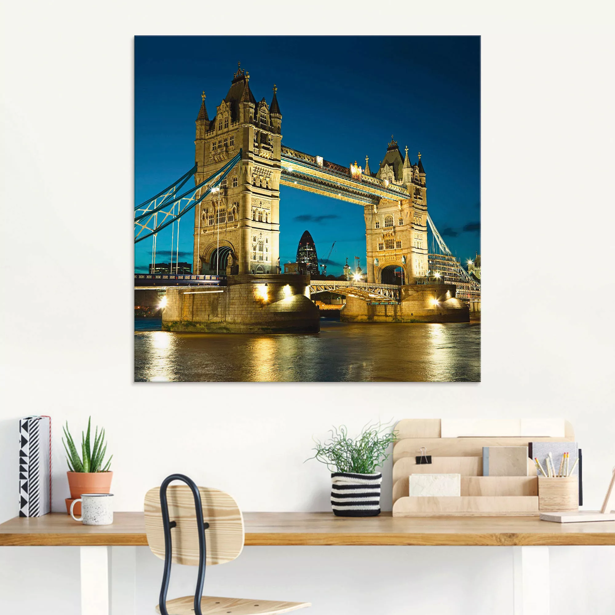 Artland Glasbild "Tower Bridge Abenddämmerung London", Brücken, (1 St.), in günstig online kaufen