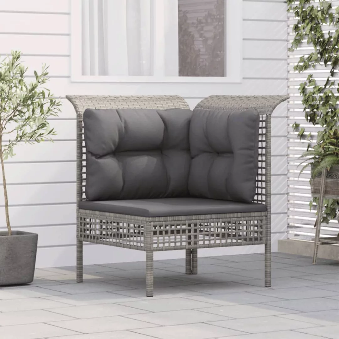 Vidaxl Garten-ecksofa Mit Kissen Grau Poly Rattan günstig online kaufen