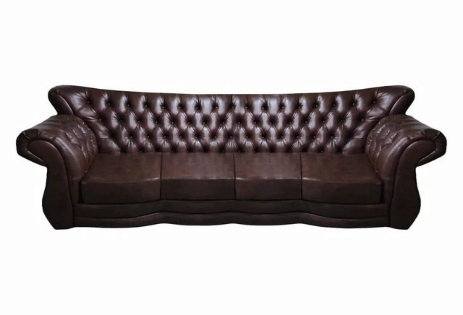 JVmoebel Chesterfield-Sofa Leder Sofa Couch Viersitzer Braun Wohnzimmer Che günstig online kaufen