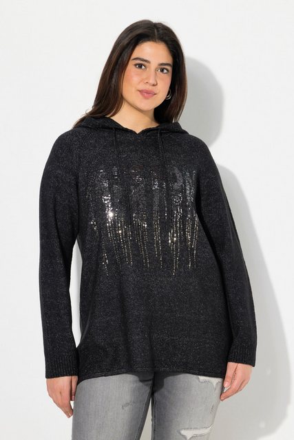 Ulla Popken Wollpullover Strick-Hoodie A-Linie Pailletten Kapuze Langarm günstig online kaufen