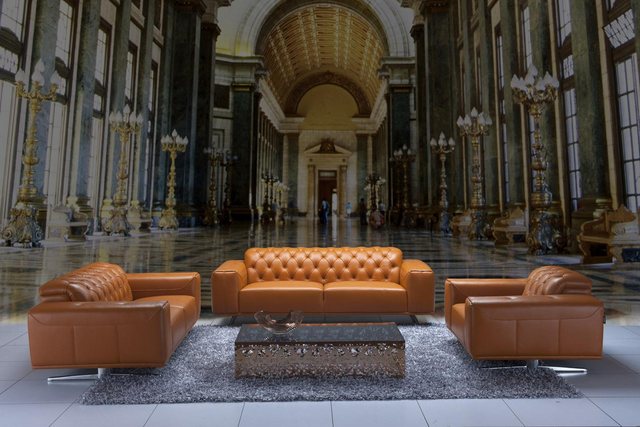 Xlmoebel Sofa Sofa-Ensemble Chesterfield Set mit braunen Ledercouchen - Kla günstig online kaufen