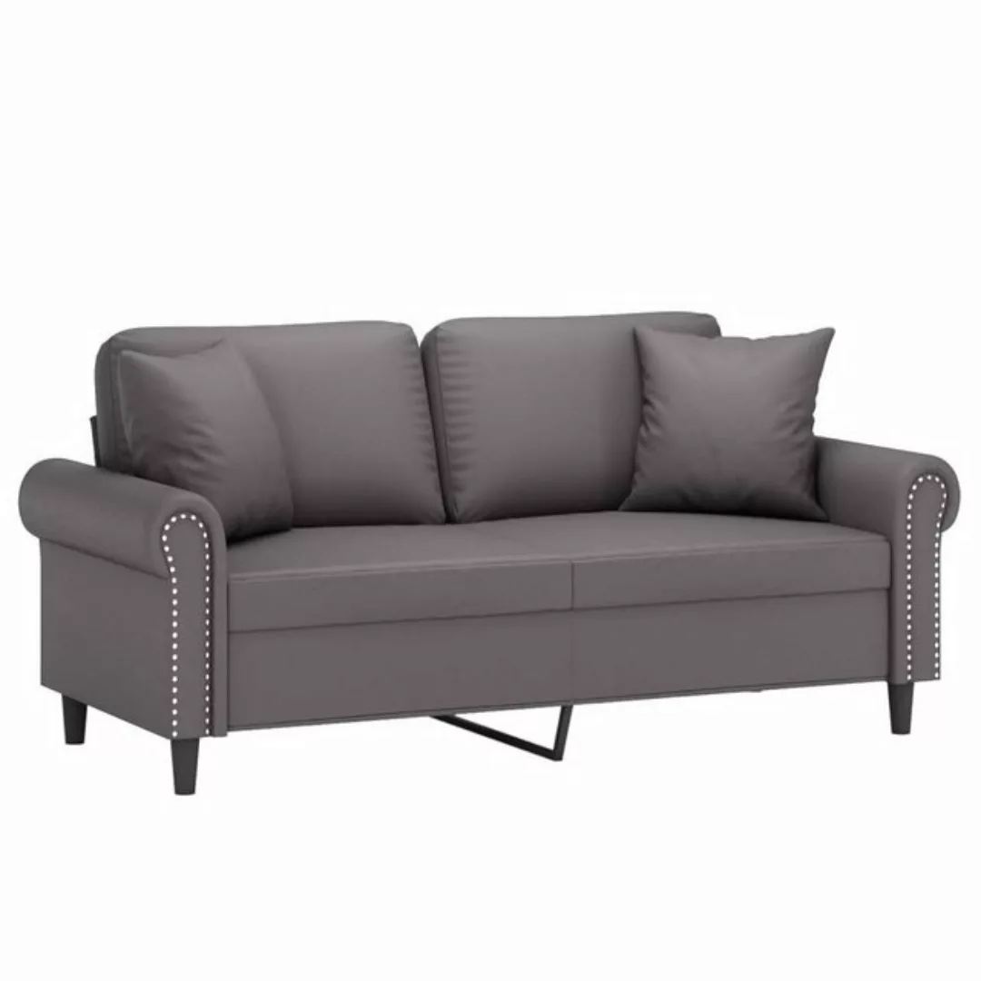 vidaXL Sofa 2-Sitzer-Sofa mit Zierkissen Grau 140 cm Kunstleder günstig online kaufen