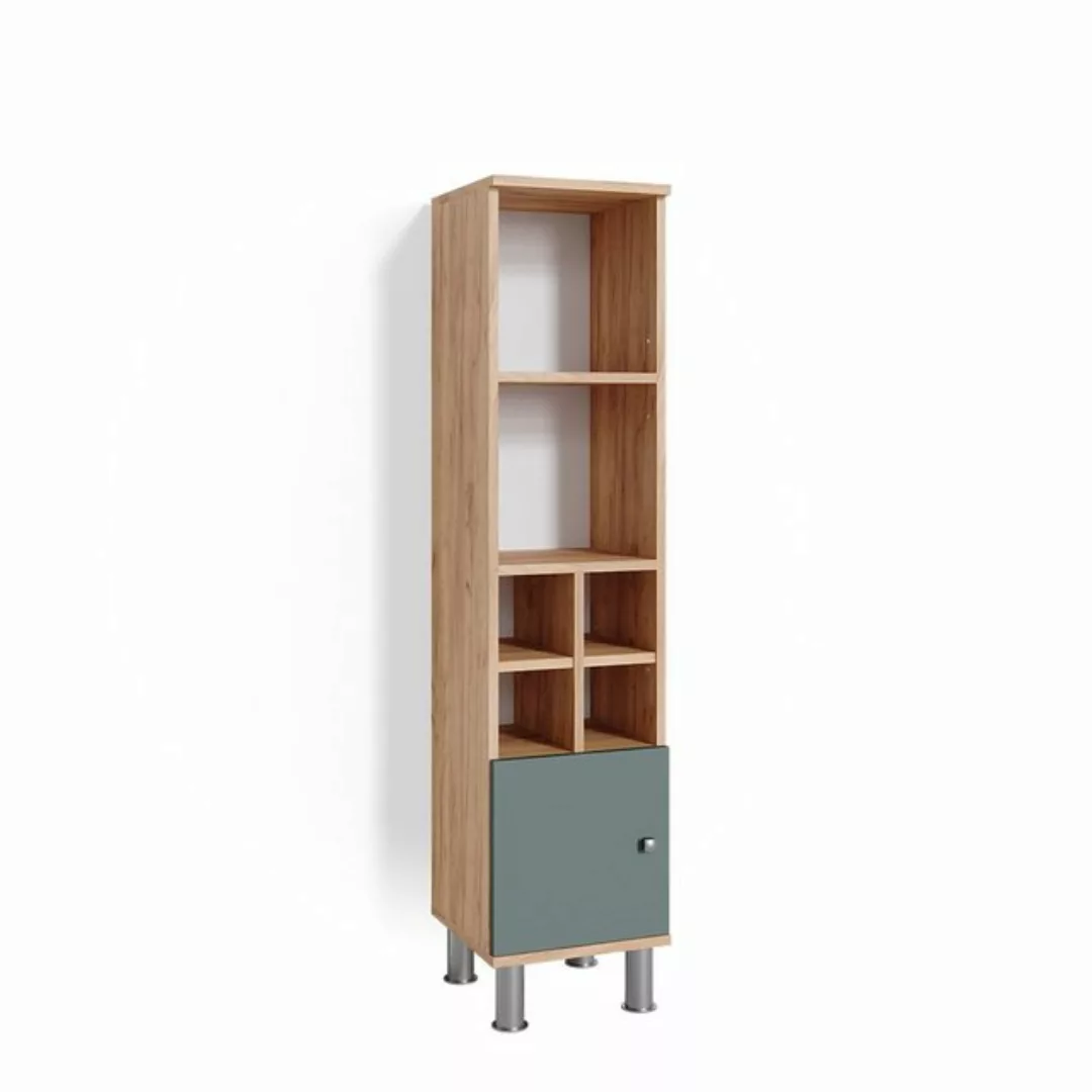 Vicco Midischrank Fynn, Grün/Goldkraft Eiche, 30 x 130.6 cm kleine Tür günstig online kaufen