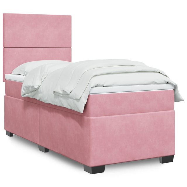 vidaXL Boxspringbett, Boxspringbett mit Matratze Rosa 100x200 cm Samt günstig online kaufen