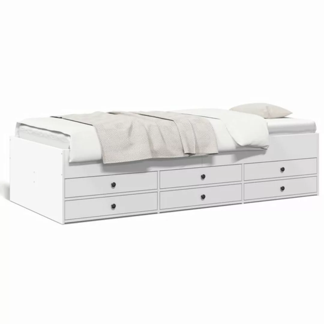 vidaXL Bett Tagesbett mit Schubladen Weiß 100x200 cm Holzwerkstoff günstig online kaufen