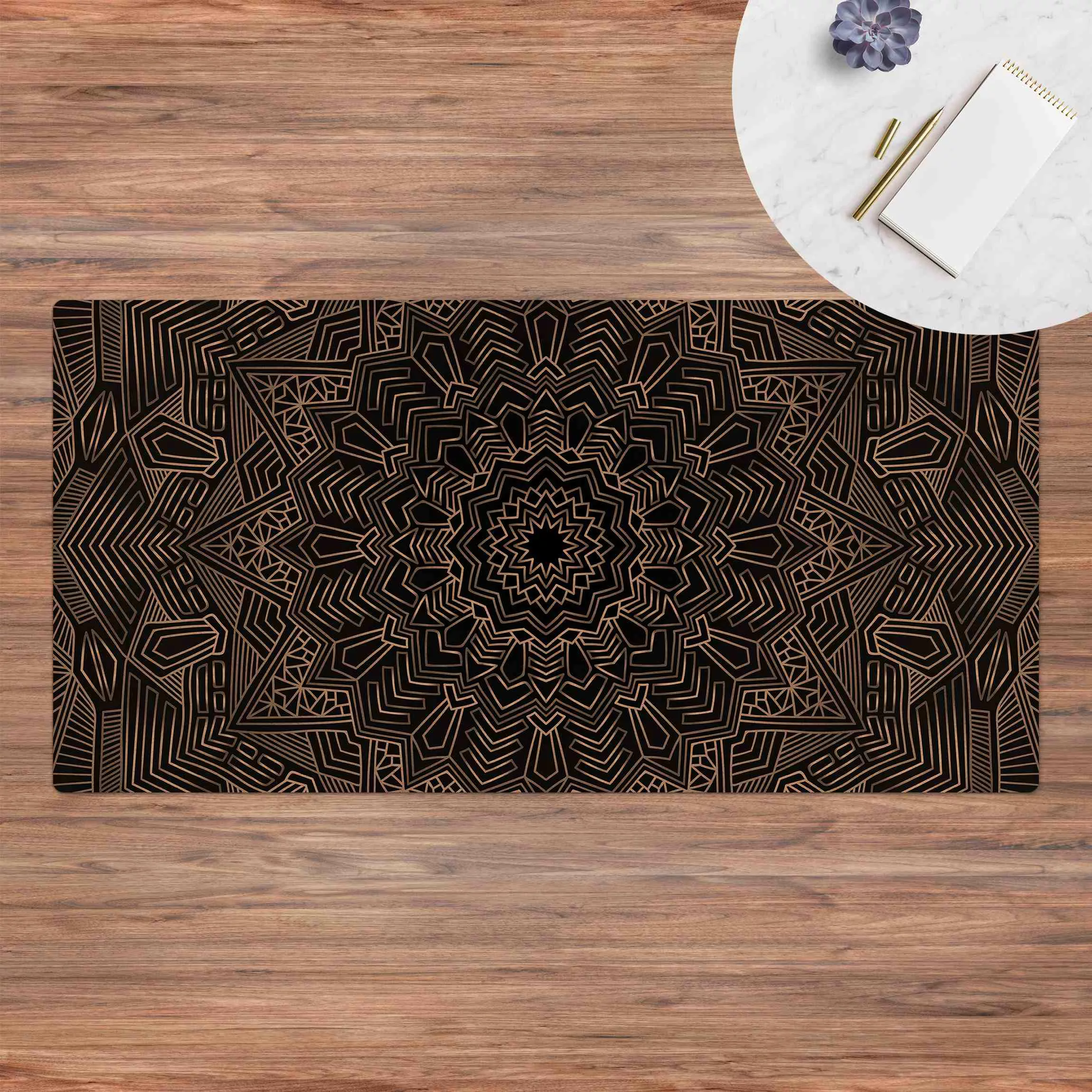 Kork-Teppich Mandala Stern Muster silber schwarz günstig online kaufen