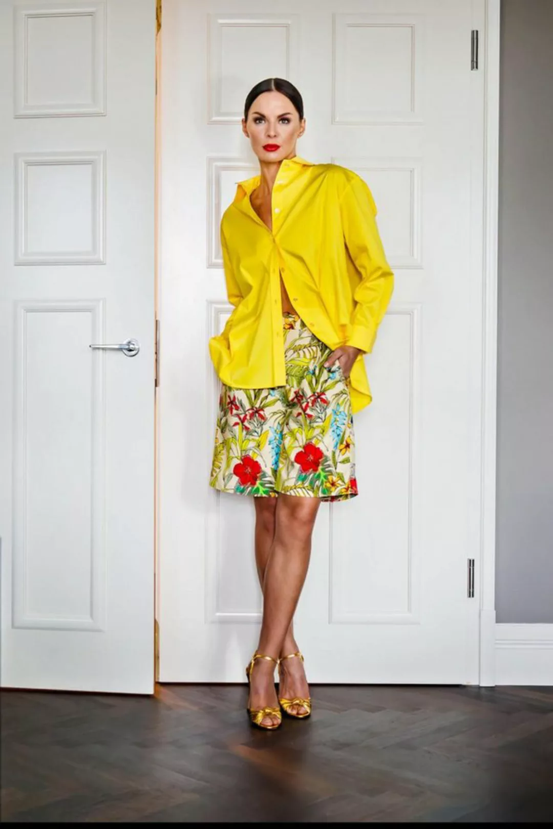 Boscana Langarmbluse Damenoberteil Hemdbluse Bluse aus Baumwolle in Gelb günstig online kaufen