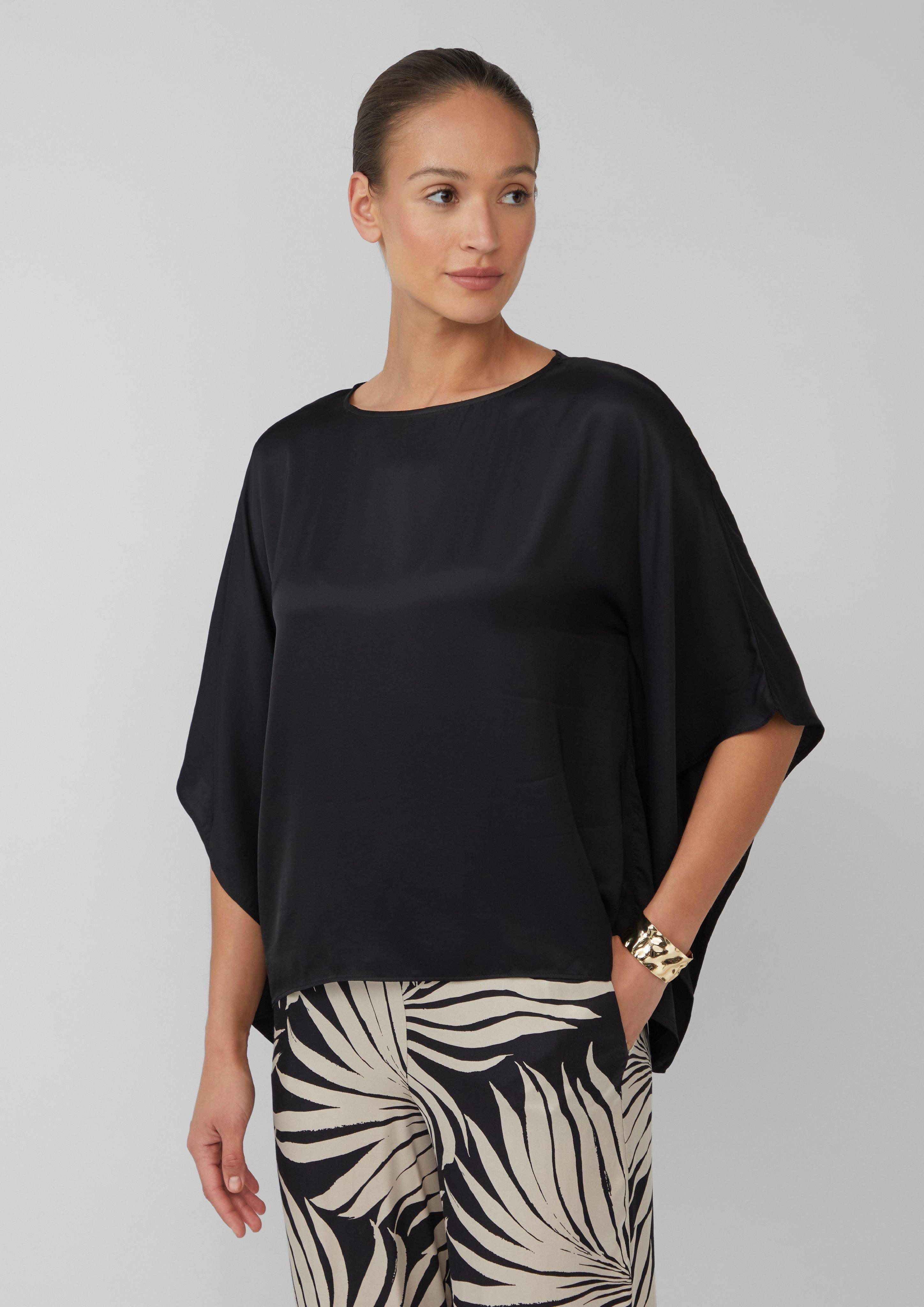 s.Oliver BLACK LABEL Langarmbluse Fließende Poncho-Bluse günstig online kaufen