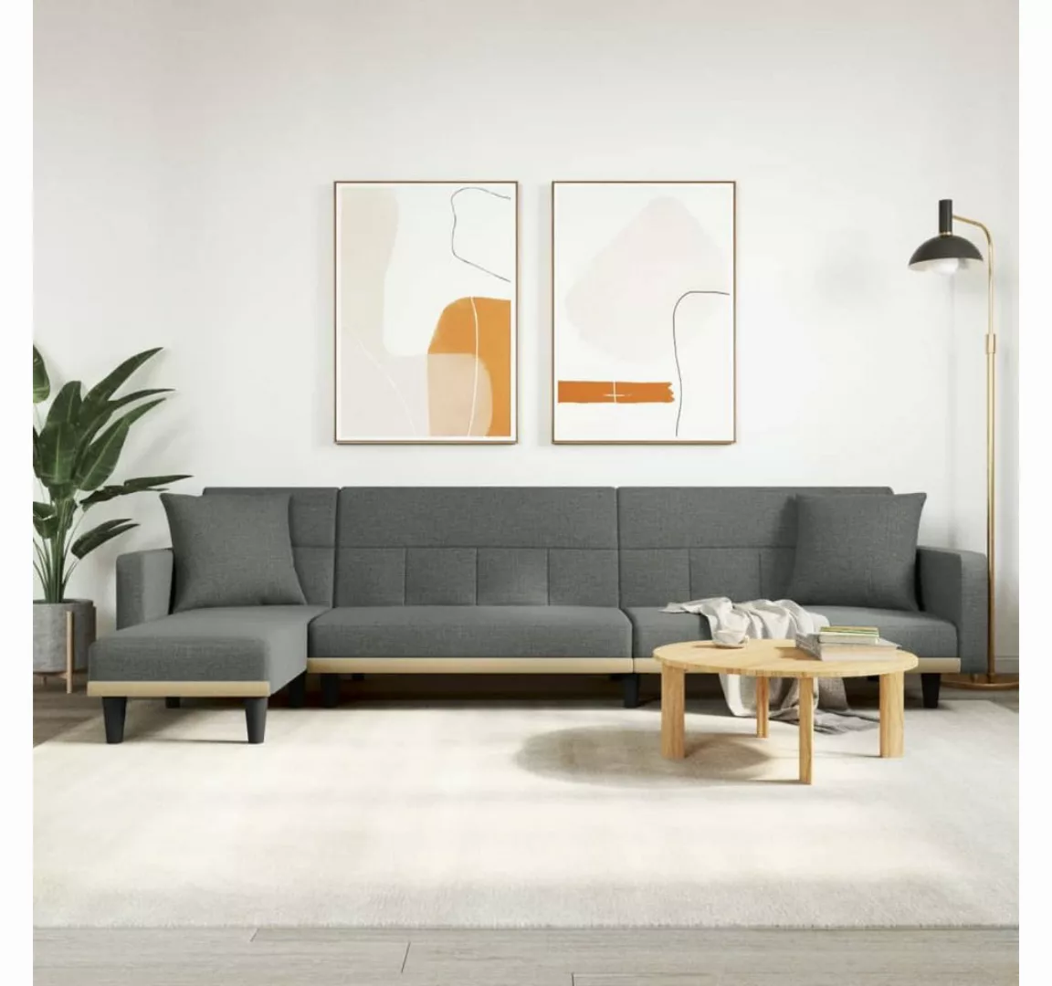 vidaXL Sofa Schlafsofa in L-Form Dunkelgrau 275x140x70 cm Stoff Schlafcouch günstig online kaufen