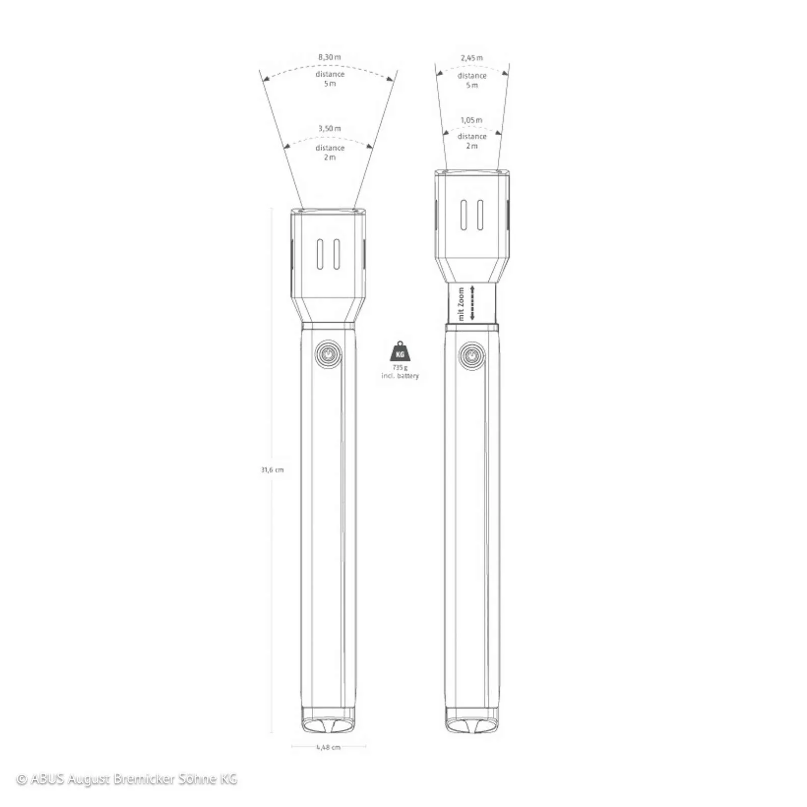 ABUS TL-530 LED-Taschenlampe, IP44, 31 cm günstig online kaufen