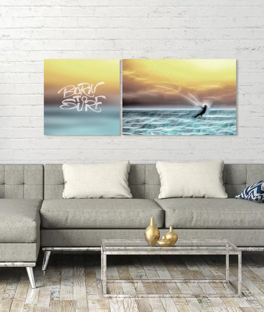 queence Leinwandbild "Born to Surf", (Set) günstig online kaufen