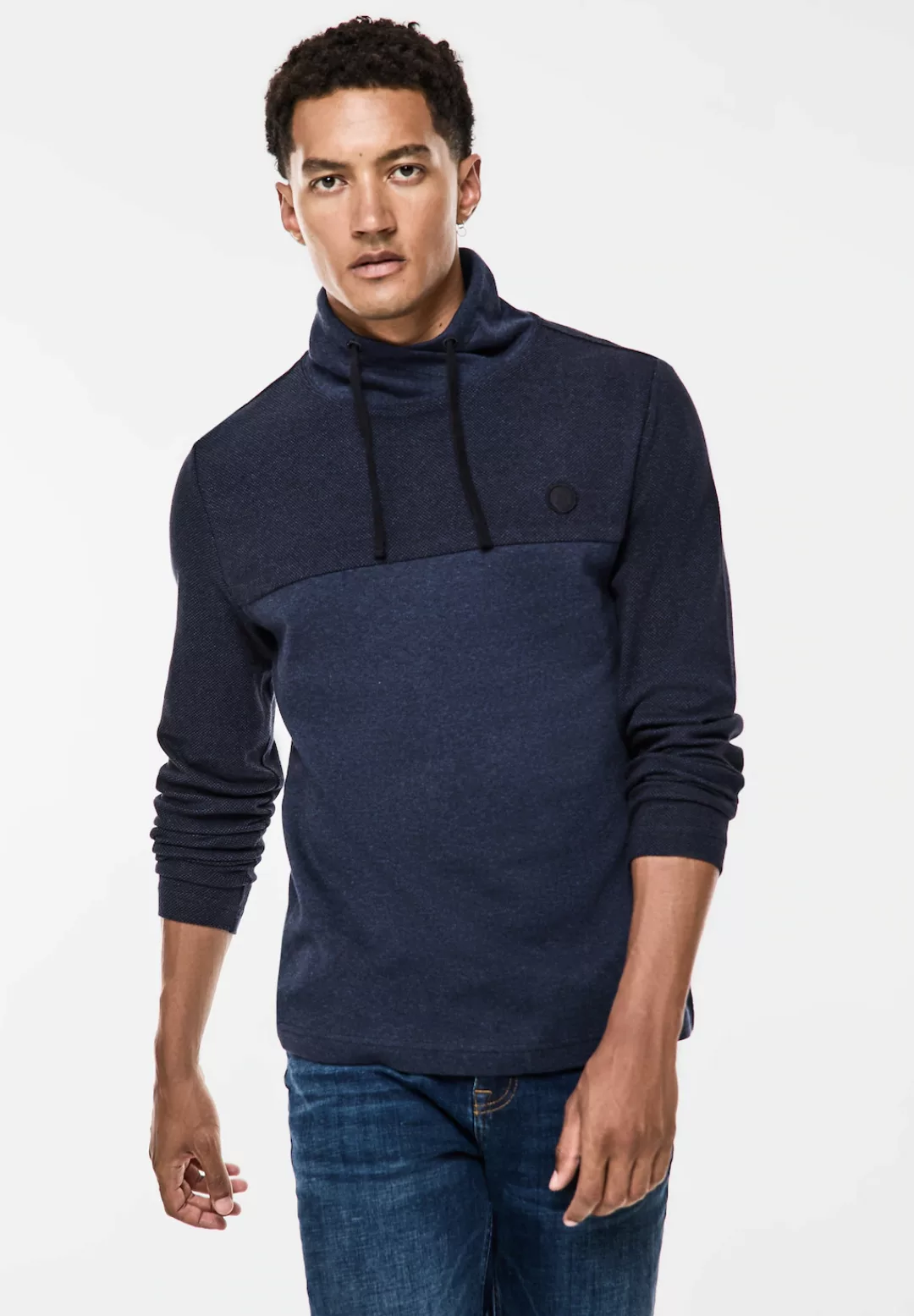 STREET ONE MEN Jacquardpullover, mit Schalkragen günstig online kaufen