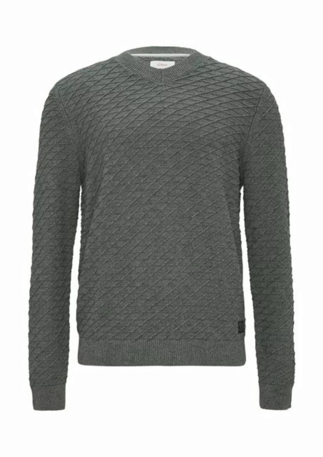 s.Oliver Strickpullover Strickpullover mit gewebter Brusttasche Rippblende günstig online kaufen