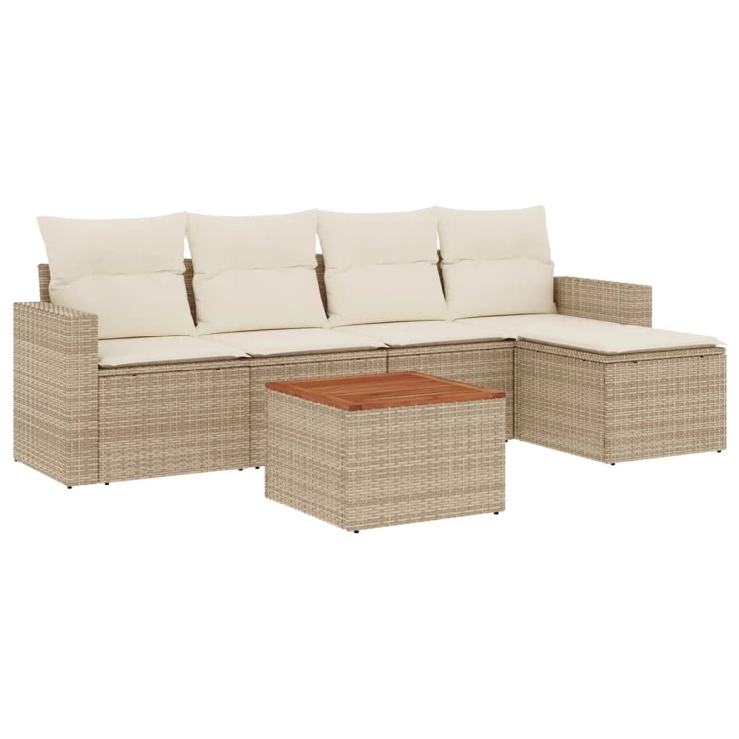 vidaXL 6-Tlg Garten-Sofagarnitur mit Kissen Beige Poly Rattan 3256429 günstig online kaufen