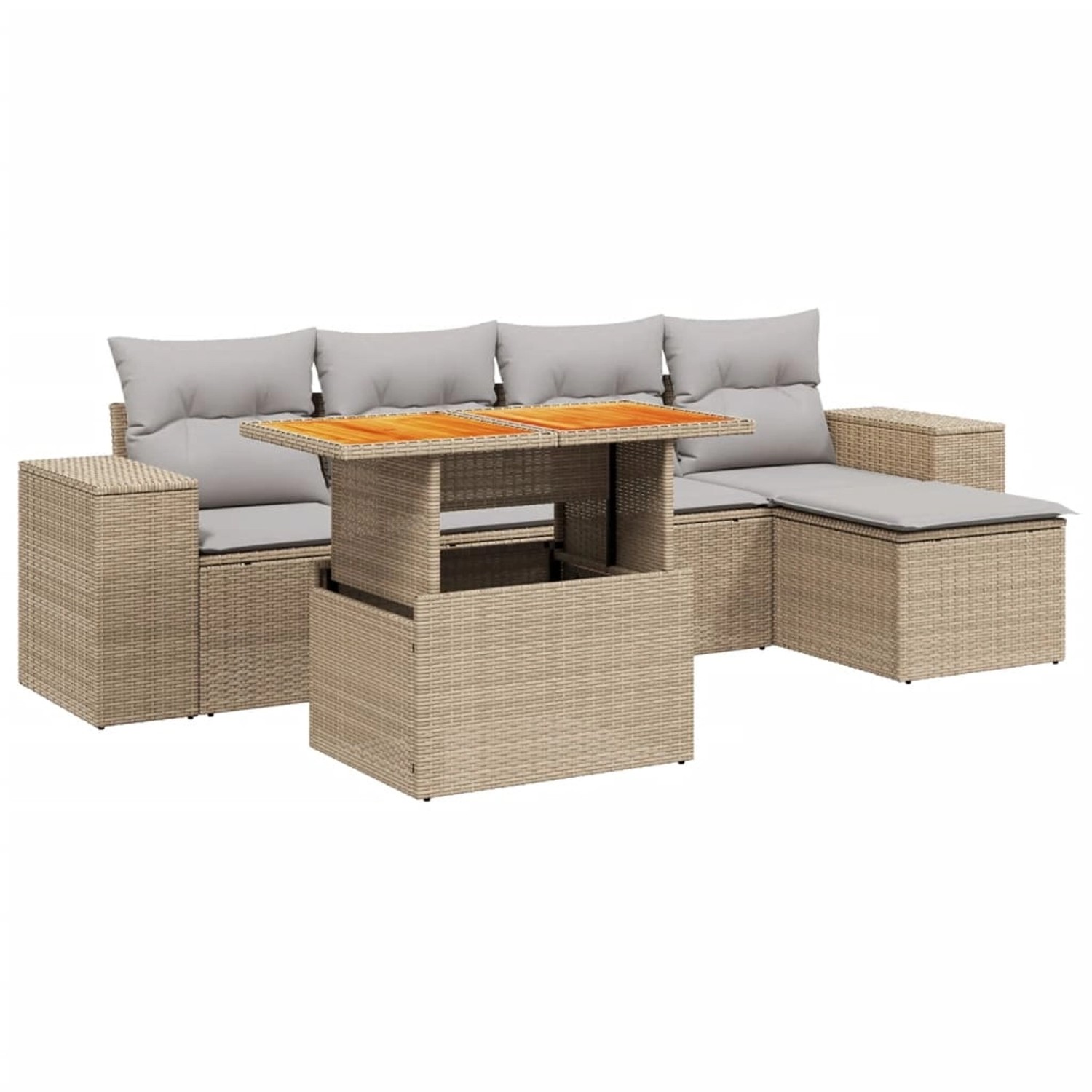 vidaXL 6-tlg Garten-Sofagarnitur mit Kissen Beige Poly Rattan Modell 356 günstig online kaufen