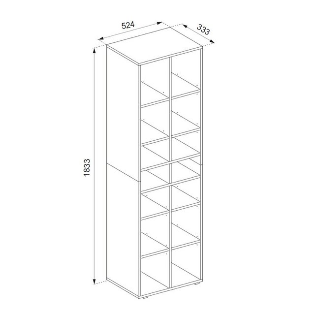 Vicco Schuhschrank Paris, Weiß, 52.4 x 183 cm 14 Fächer günstig online kaufen