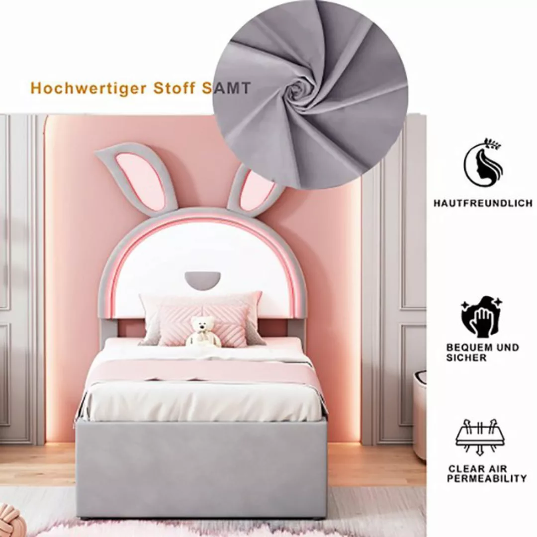 Sweiko Polsterbett (90*200cm), Kinderbett mit Ausziehbett, Schubladen und L günstig online kaufen