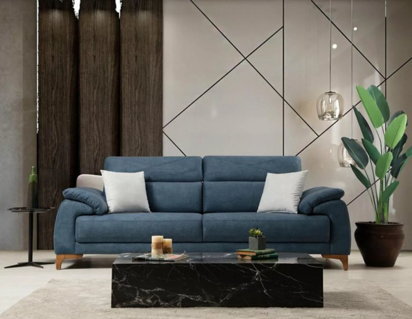 Xlmoebel Sofa Dreisitzer Blaues Polstersofa im modernen Design für das Wohn günstig online kaufen