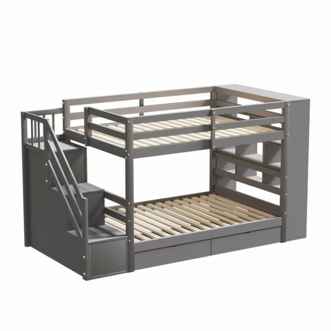 HAUSS SPLOE Etagenbett 90x200cm Treppe mit Staufächern, Schubladen, Schließ günstig online kaufen