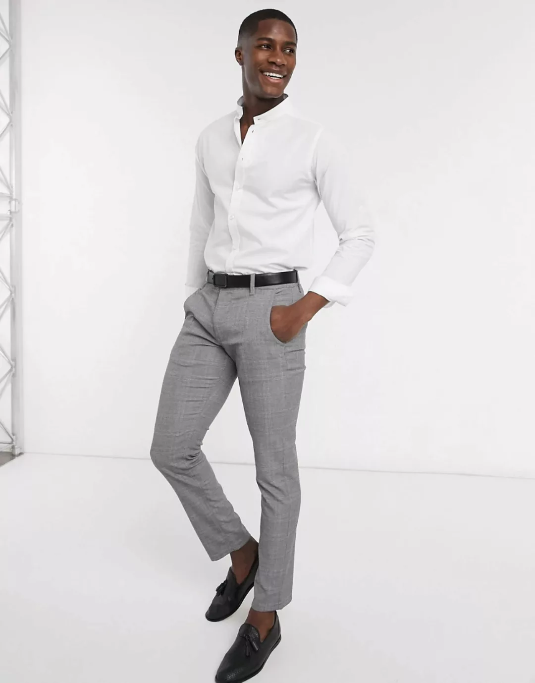 Bolongaro Trevor – Schmal geschnittenes Grandad-Hemd-Weiß günstig online kaufen