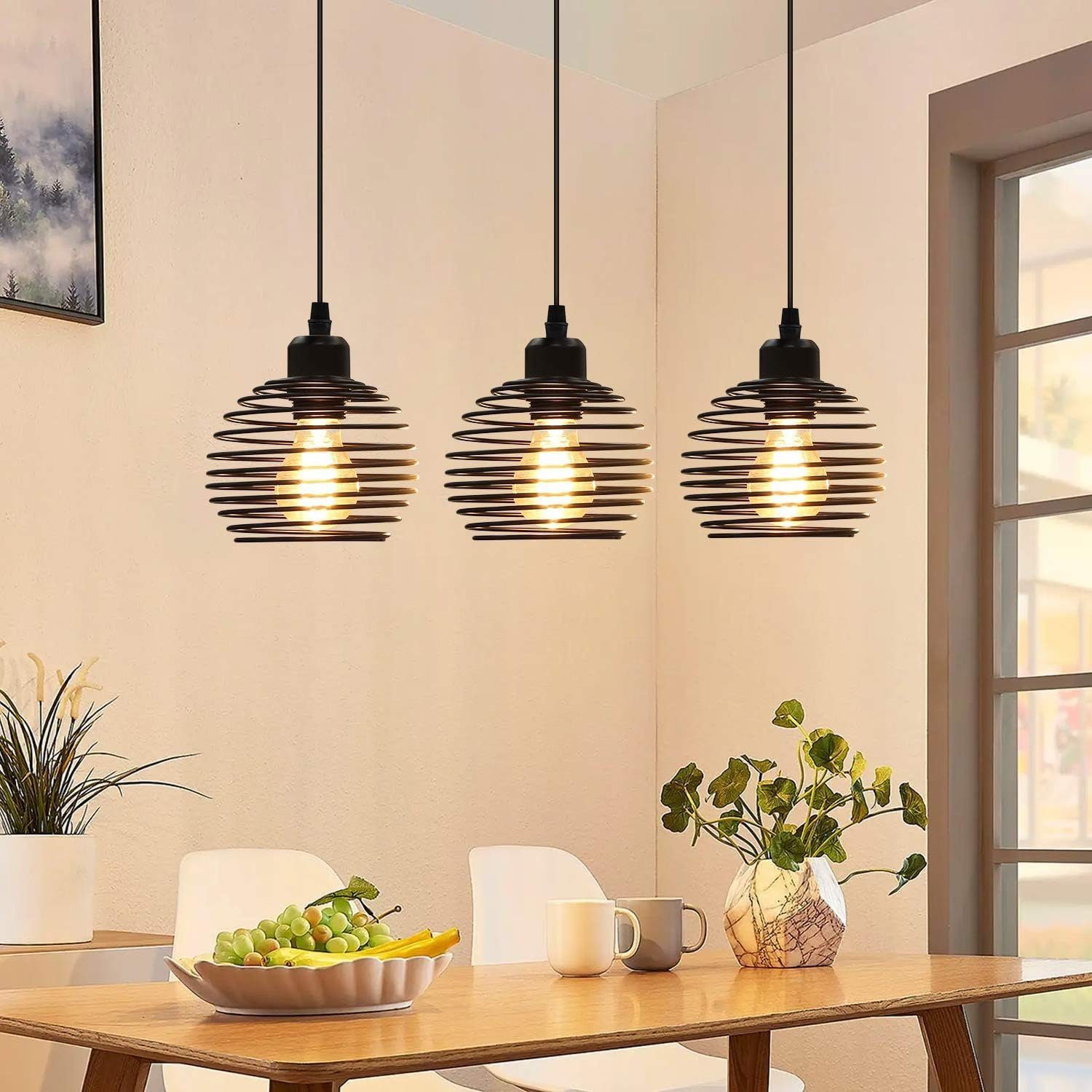 Nettlife Pendelleuchte Schwarz Metall E27 Esstisch günstig online kaufen