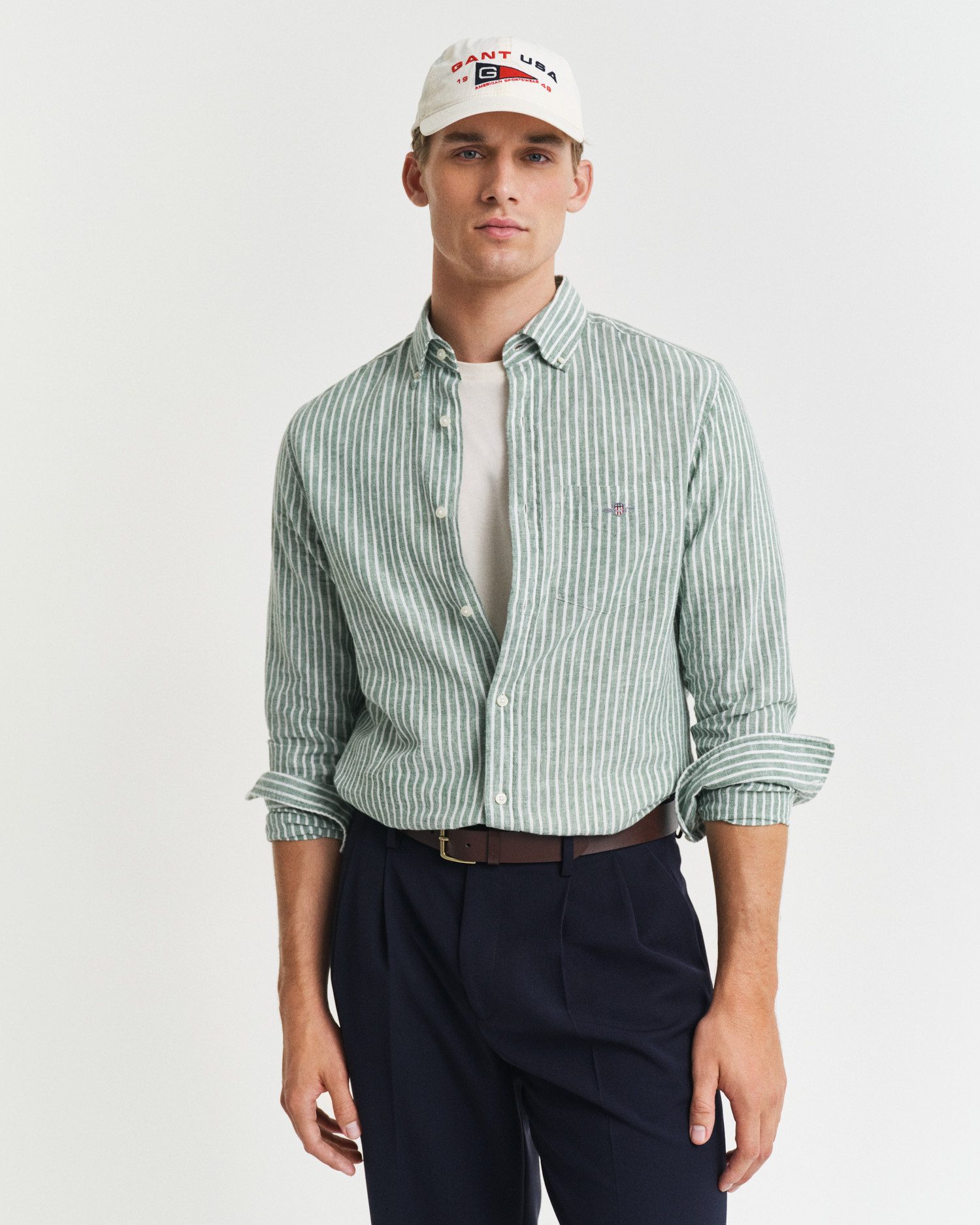 Gant Langarmhemd REG COTTON LINEN STRIPE günstig online kaufen