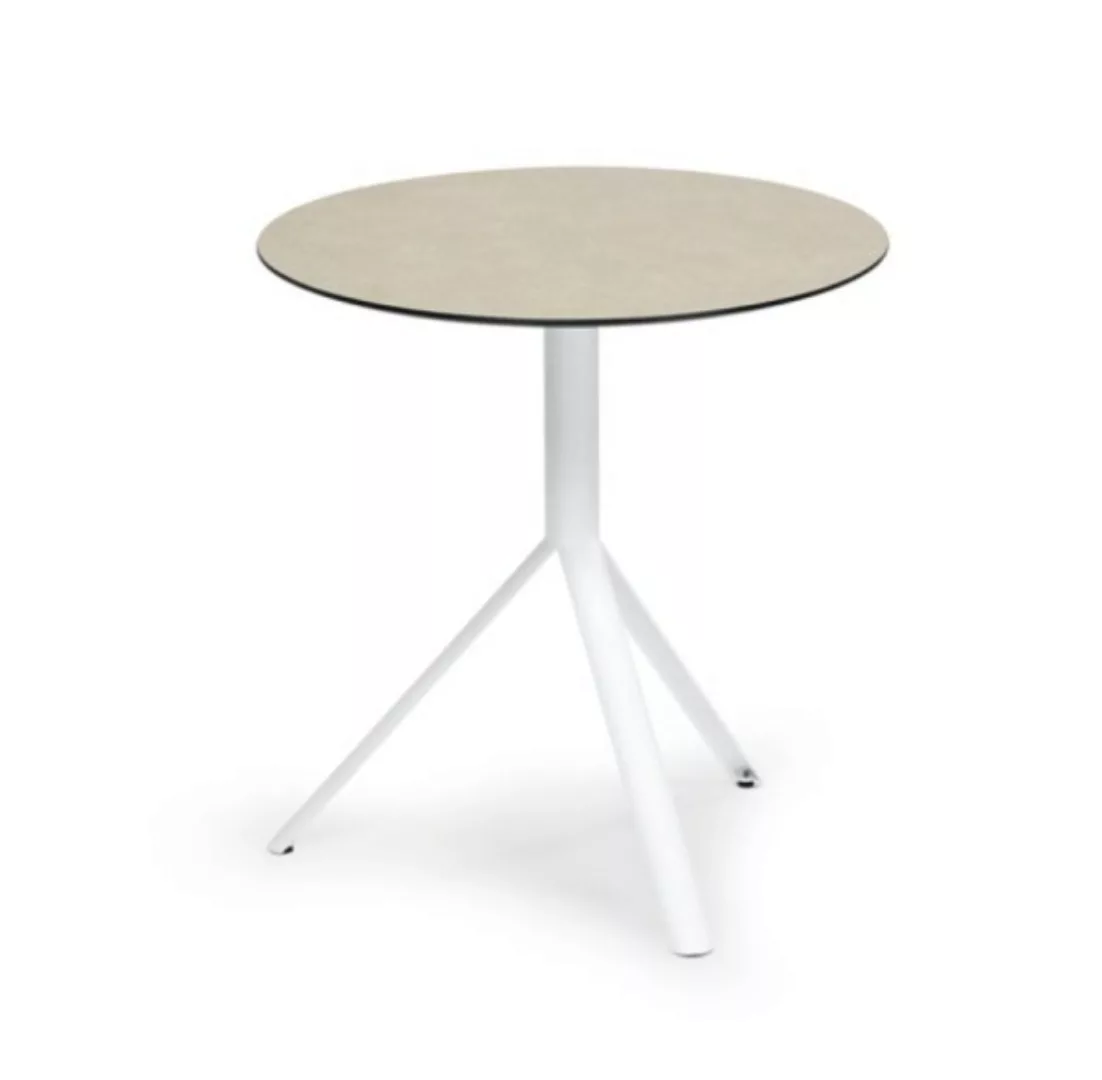 Trio Outdoor Bistrotisch rund Weiß HPL Beige ∅70 cm günstig online kaufen