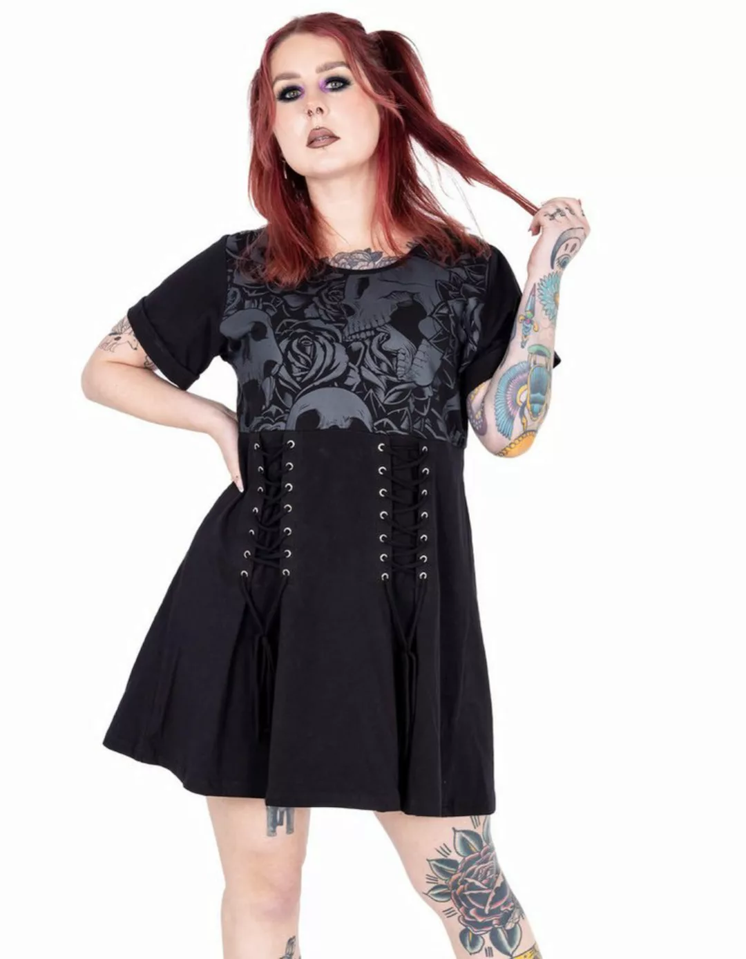 Vixxsin Minikleid Undying Skater Kleid Schnürung Gothic Goth günstig online kaufen