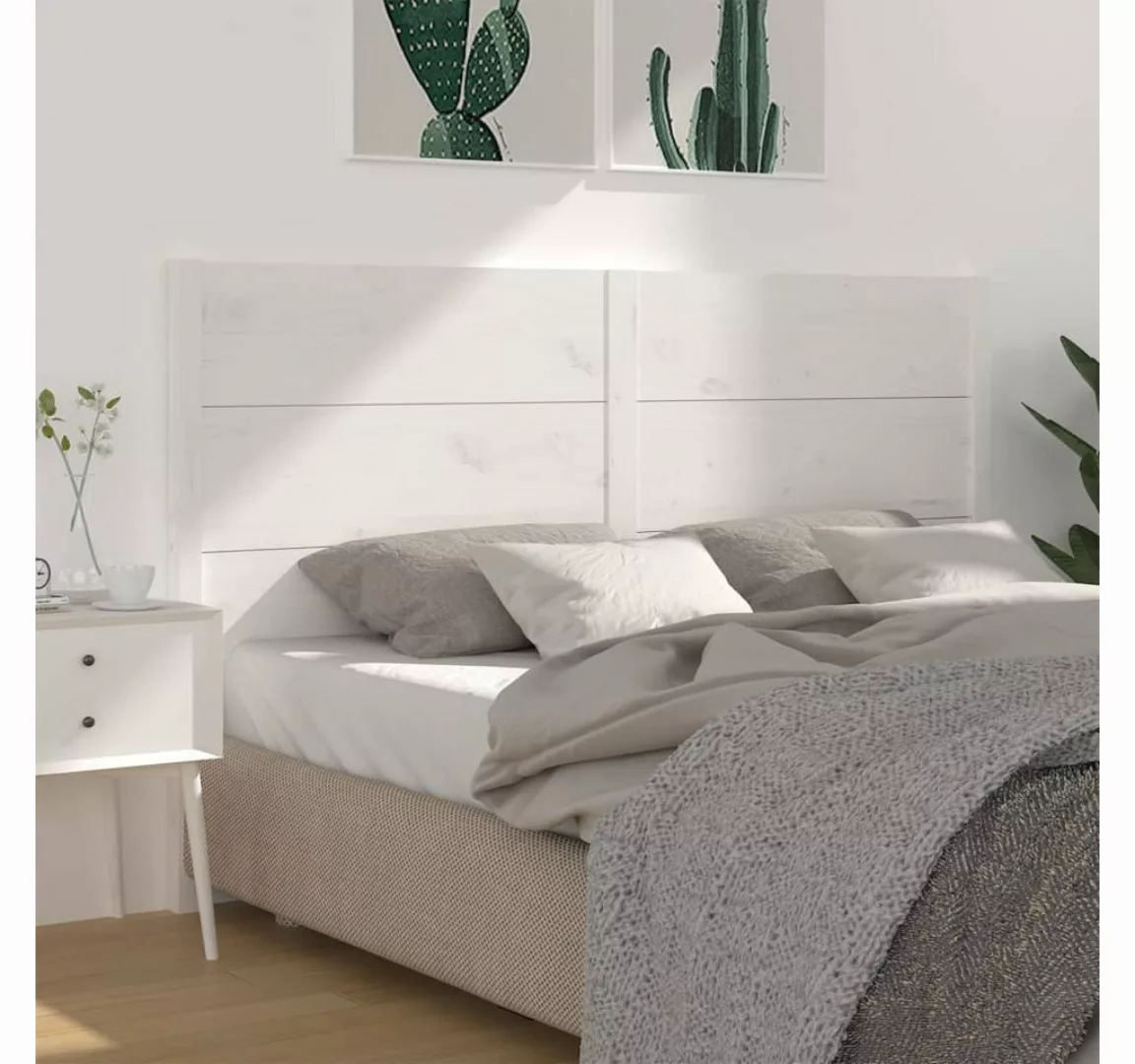 vidaXL Bett, Kopfteil Weiß 146x4x100 cm Massivholz Kiefer günstig online kaufen