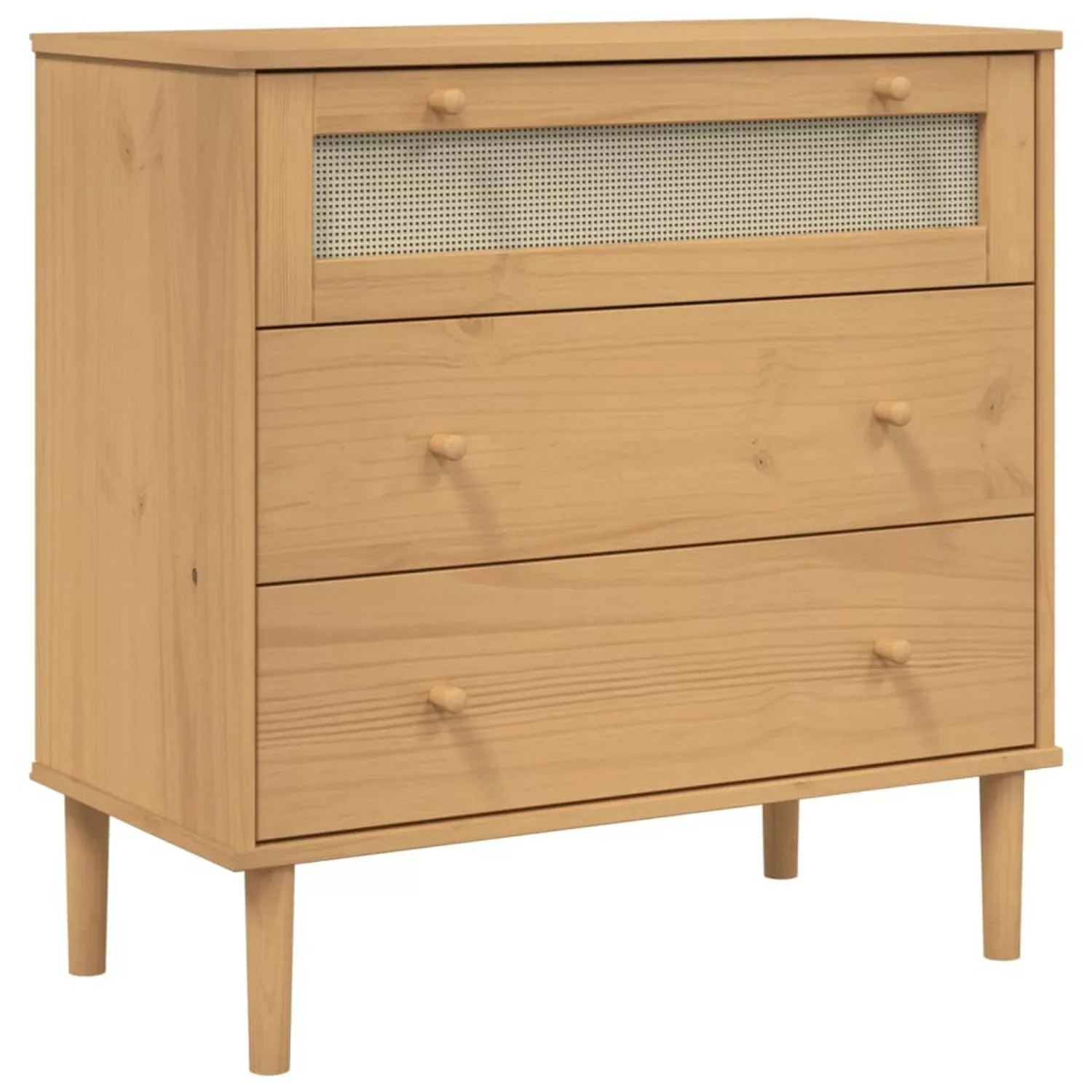 vidaXL Schubladenkommode SENJA Rattan-Look Braun 80x40x80 Kiefernholz günstig online kaufen