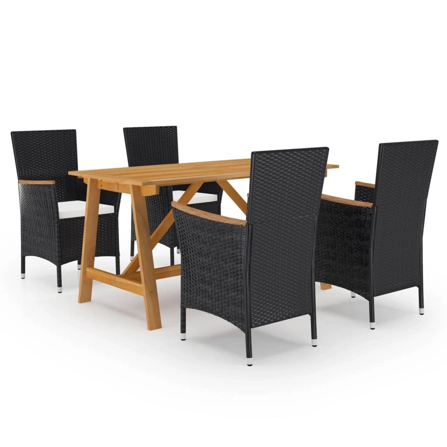 vidaXL 5-Tlg Garten-Essgruppe mit Kissen Schwarz 3095889 günstig online kaufen
